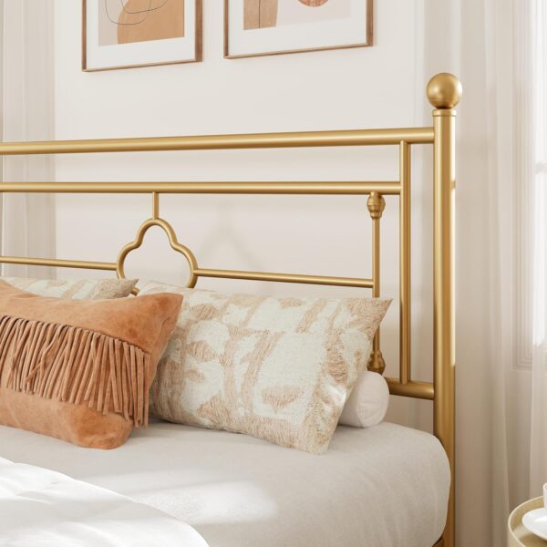 Allewie Queen Size Metal Platform Bed Frame with Victorian Vintage Headboard and Footboard/Mattress Foundation/Under Bed Storage/No Box Spring Needed/Noise-Free/Easy Assembly, Gold - Image 4