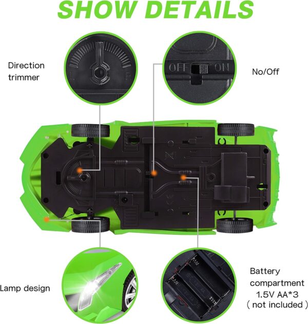Remote Control Car, 2.4Ghz 1/18 Scale Model Racing Car Toys, RC Car for Kids and Boys with Cool Led Lights, Hobby RC Cars Toys for Age 3 4 5 6 7 8-12 Year Old Boys Girls Birthday Gifts - Image 2