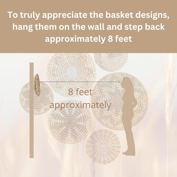 Set of 6 Handcrafted Boho Wall Basket Decor, Woven Wall Basket, Basket Wall Decor, Handmade from Vietnam Unique Wicker Wall Art Decor (Set of 6) - Image 6