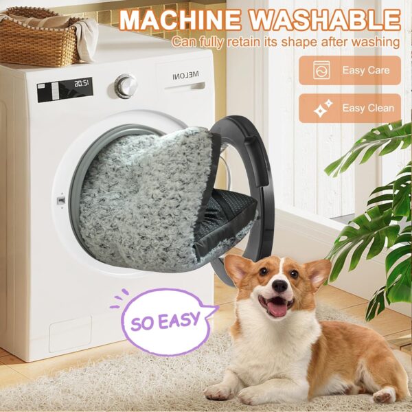 POCBLUE Deluxe Washable Dog Bed for Large Dogs Dog Crate Mat 36 Inch Comfy Fluffy Kennel Pad Anti-Slip for Dogs Up to 70 lbs, 36" x 23", Grey - Image 5