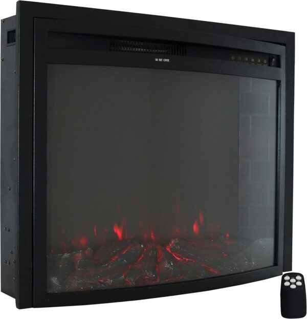 Sunnydaze Cozy Warmth 30-Inch Indoor Electric Fireplace Insert - 9 Color Options for Flames/Logbed