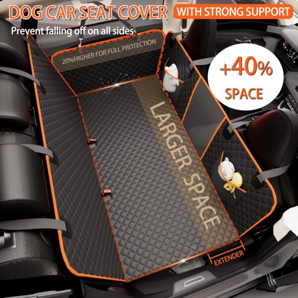 Back Seat Extender for Dogs,Dog Hammock for Car Back seat,Dog Car Seat Cover with Hard Bottom Dog Car Seat Bed Waterproof,Supports 330lb with Mesh Window and Storage Pocket for Car, SUV,Truck - Image 2