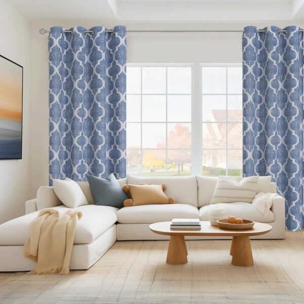 Beauoop 100% Blackout Curtains 63 Inches Long 2 Panels for Bedroom Living Room Blue Moroccan Geo Room Darkening Thermal Insulated Soundproof Grommet Top Window Treatments Drapes, 50x63 Set of 2 - Image 7