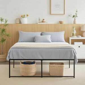 VECELO 18" High Full Bed Frame/Metal Platform Mattress Foundation/No Box Spring Needed