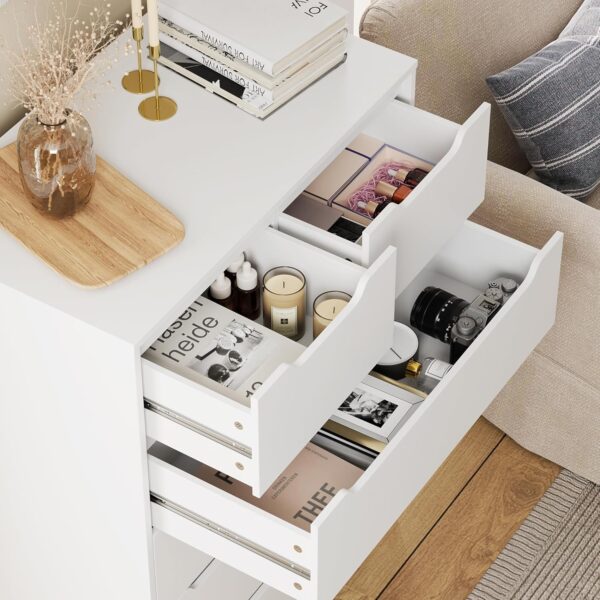 HOSTACK Modern 6 Drawer Dresser for Bedroom, Tall Chest of Drawers with Storage, Large Wood Storage Chest Organizer with Cut-Out Handle, Accent Storage Cabinet for Living Room, Entryway, Classic White - Image 5
