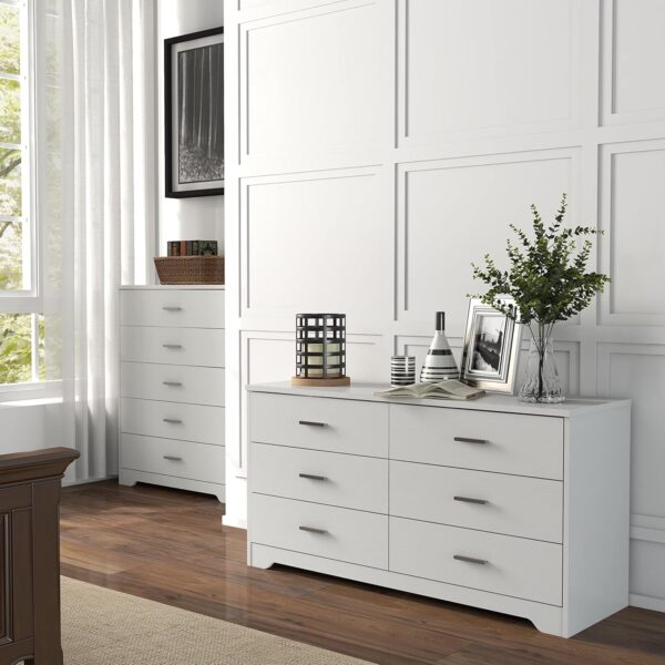 Panana Dresser for Bedroom with 5/6 Drawers, Wooden Chest of Drawers, Storage Organizer Unit Dressers for Bedroom, Living Room, Hallway, Nursery (White, 6 Drawer) - Image 2