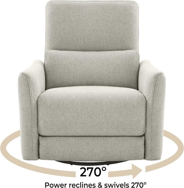 CHITA Power Recliner Chair Swivel Glider, FSC Certified Fabric Living Room Nursery Reclining Sofa Chair with Lumbar Support, Dove Grey - Image 4