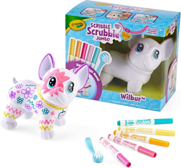 Crayola Scribble Scrubbie Jumbo (6 inch), Posable Kids Toy Animal, French Bulldog Toy, Coloring Gift for Girls & Boys, 3+