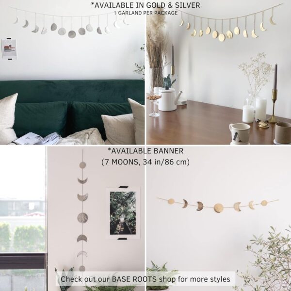 Moon Phase Wall Decor, Handmade Hammered Silver Metal 13 Moons 36" Garland, Phases of The Moon Decorations, Celestial Lunar Silver Wall Art, Boho Zen Decor for Bedroom Home Dorm Living Room Girl Gift - Image 6