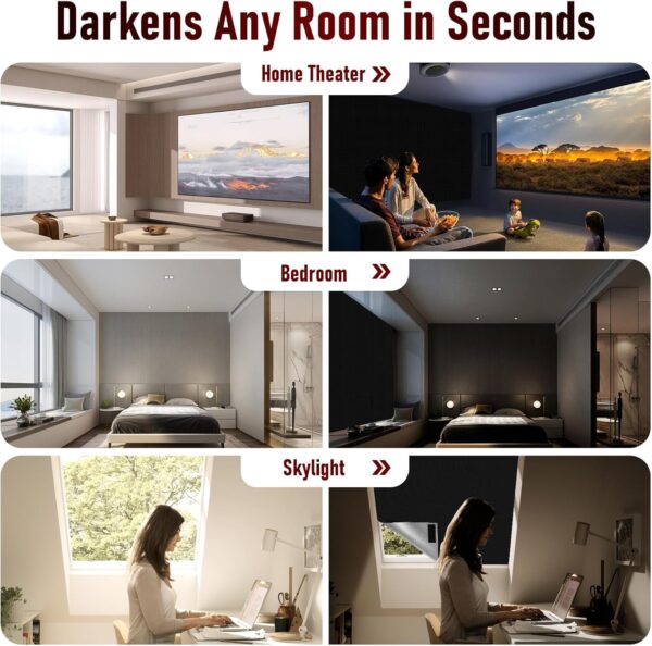 Portable Blackout Curtains for Bedroom 100% Blackout Shades Film No Drill Travel DIY Blackout Blinds Sunblock Window Cover Black Out Curtains for Nursery Dorm Room Windows 118" x 57" - Image 4