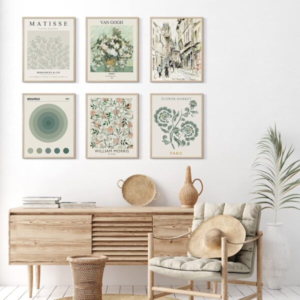 Habseligkeit Sage Green Master Wall Art Prints, Abstract Matisse Wall Art Exhibition Posters, Vintage Art Boho Art Prints, Retro Room Decor for Aesthetic Bedroom（8x10inch, Unframed - Image 5