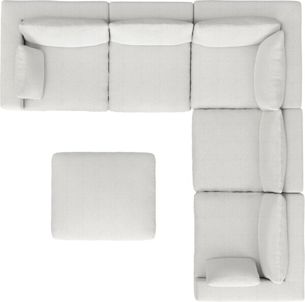 SIMPLIHOME Jasmine, 125 inch - Corner Sectional and Ottoman Sofa Set, Cloud Grey - Image 4