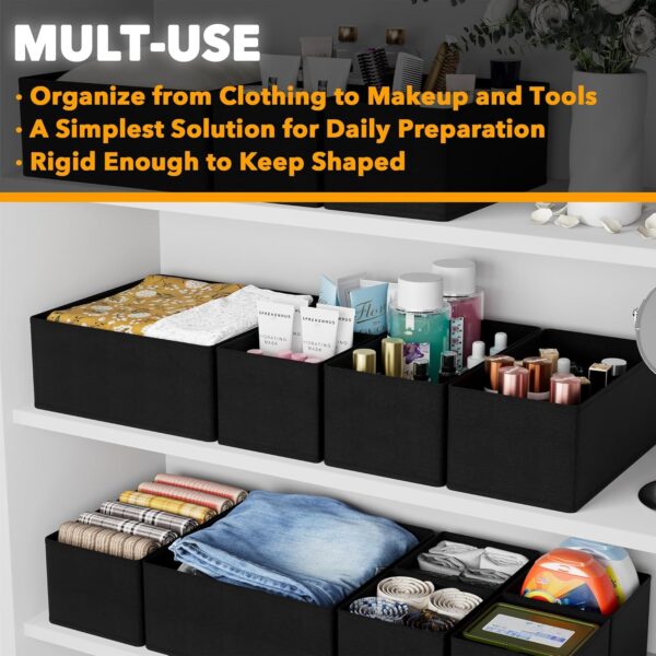 SpaceAid Drawer Organizer Clothes, 12 Pack Dresser Organizer Bins for Nursery, Closet Organization and Storage Dividers for Clothing, Baby Clothes, Underwears, Socks (Black) - Image 4
