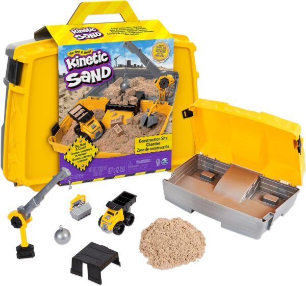 Kinetic Sand, Construction Site Folding Sandbox with Toy Truck, 2lbs Play Sand, Sensory Toys for Kids, Back to School Classroom Must Haves, Ages 3+