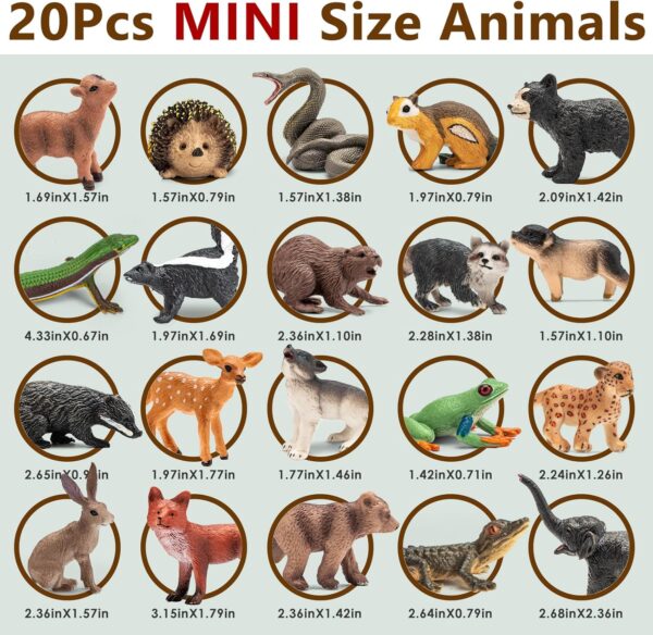 20Pcs Forest Animal Figurines, Miniature Plastic Woodland Animal Figure Toy Set for Kids Toddler Boy Girl Age 3-5 3 4 5 Party Supplies Cake Toppers - Image 2