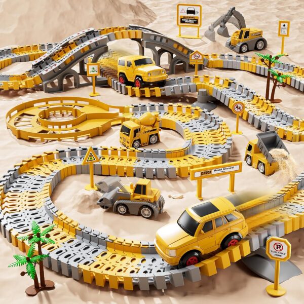 iHaHa Toddler Boy Toys 236 PCS Race Tracks Toys Gifts for 3 4 5 Year Old Boys Kids, 6 PCS Construction Car Toys Gifts for 2 3 4 5 Year Old Boys, Christmas Birthday Gifts Toys for 3 4 5 Year Old Boys - Image 2