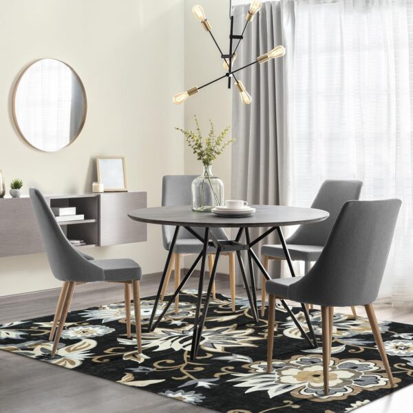 Lahome Floral Black Rug for Living Room - Washable 5 x 7 Area Rugs for Bedroom Non-Slip Ultra-Thin Large Rug Stain Resistant Dining Room Rugs, Paisley Print Accent Rugs Carpet for Office Kitchen - Image 7