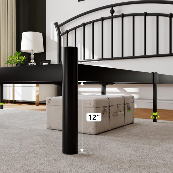 iPormis Full Size Metal Platform Bed Frame with Modern Iron-Art Headboard/Heavy Duty Steel Slats Support/Under Bed Storage/No Box Spring Needed/Easy Assembly/Noise-Free/Black - Image 5