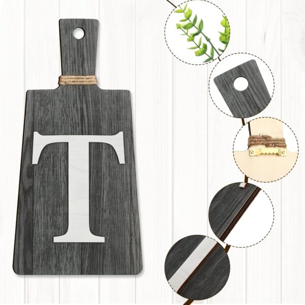 Jetec Cutting Board Eat Sign Set Hanging Art Kitchen Eat Sign Fork and Spoon Wall Decor Rustic Primitive Country Farmhouse Kitchen Decor for Kitchen and Home Decoration (Black, White, Gray) - Image 3
