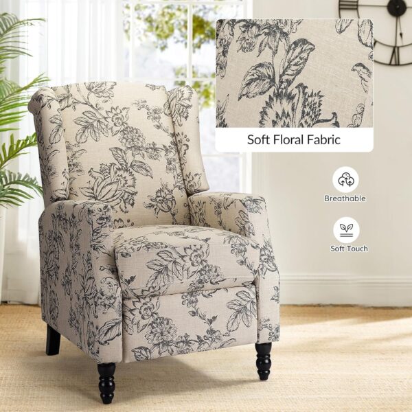 HULALA HOME Wingback Recliner Chair, Traditional Push Back Recliner Single Sofa Chair with Solid Wood Legs, Modern Lounge Armchair for Living Room, Comfy Upholstered Accent Reclining Chair, Indigo - Image 5