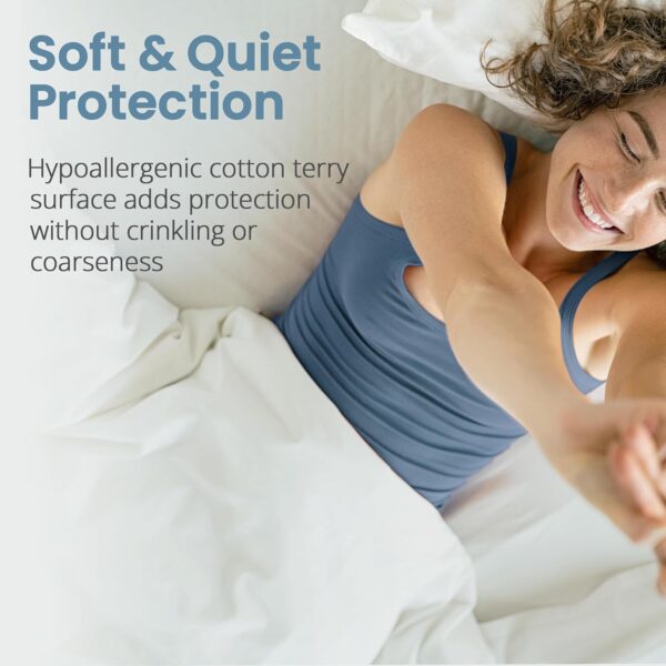 SafeRest 100% Waterproof Queen Size Mattress Protector - Fitted with Stretchable Pockets - Machine Washable Cotton Mattress Cover for Bed - Image 5