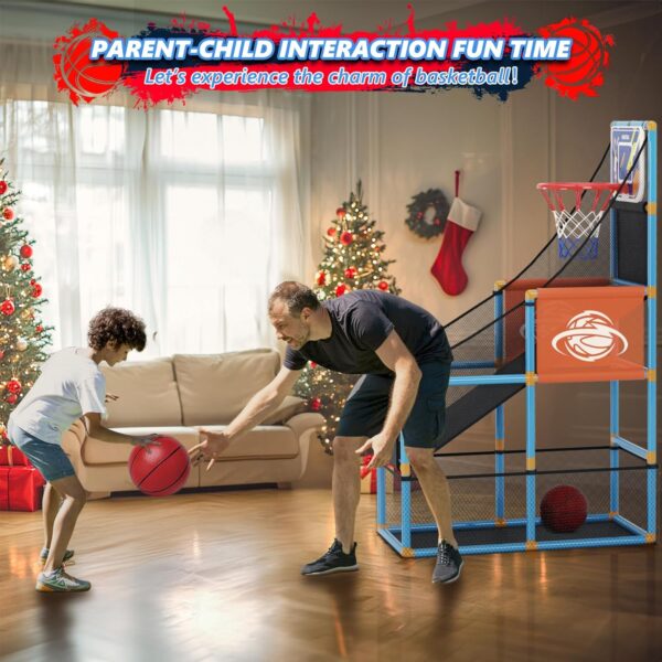 Arcade Basketball Game Set Boy Toys: Indoor Basketball Hoop with 4 Balls Outdoor Sports Toy for Kids 3-12 Years Old Adjustable Height with Air Pump Christmas Birthday Gifts Aged 3-5 6 6-8 7 8 8-12 9 - Image 4