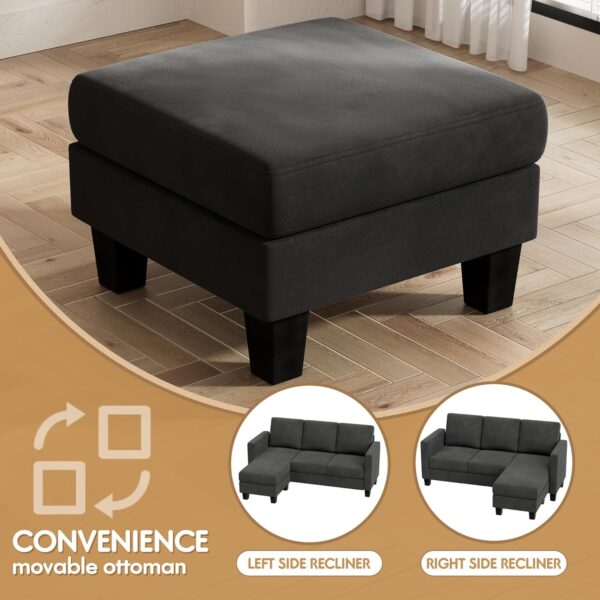 VICTONE Sectional Sofa Couch 3 seat L-Shaped Sectional Sofa with Linen Fabric Ottoman Small Couch for Small Apartments, Living Rooms and Offices (Declare, Deep Grey) - Image 7