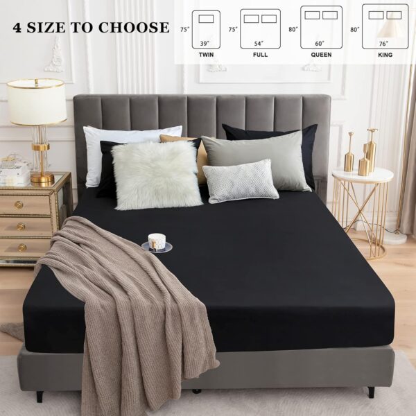 Sufdari Mattress Protector,Waterproof 18" Deep Pocket Mattress Cover Fitted Sheet Style with Elastic Rubber Band,Washable and Easy Care-Black,Queen - Image 7