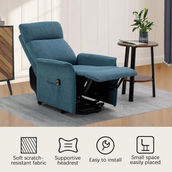 Power Lift Recliner Chair with Remote Control, Electric Fabric Recliners for Elderly People, Reclining Sofa Chair for Living Room, Infinite Position,Side Pockets (Navy Blue) - Image 7