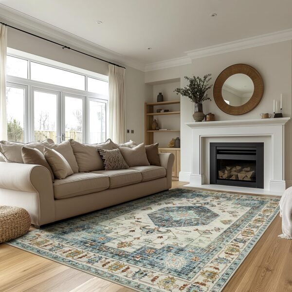 Area Rugs for Living Room, Area Rugs 4x6 for Bedroom, Comfortable and Soft Fabric, TPR Non-Slip Backing, Sturdy Sewn Edges, 4 x 6 Large Washable Carpet - Image 3