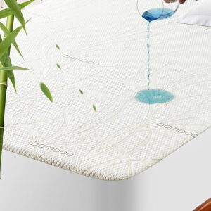 Queen Waterproof Mattress Protector - Blancmax Bamboo Rayon Breathable Mattress Protector with Deep Stretchable Pockets, Hypoallergenic & Odor Resistant Mattress Cover Cool & Noiseless