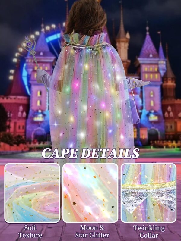 Light Up Princess Dress Up Costume for Girls Aged 3 4 5 6, Toddler Princess Toy Gift for Halloween Christmas - Image 4