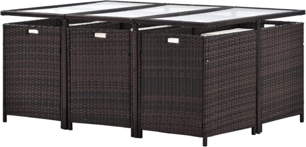 Outdoor Garden Patio Furniture 11 Piece Cushioned PE Rattan Wicker Dining Set，outdoor dining set； 10 person dining table；outdoor dining table for 8；wicker ottoman；patio dining set，save space dining - Image 2