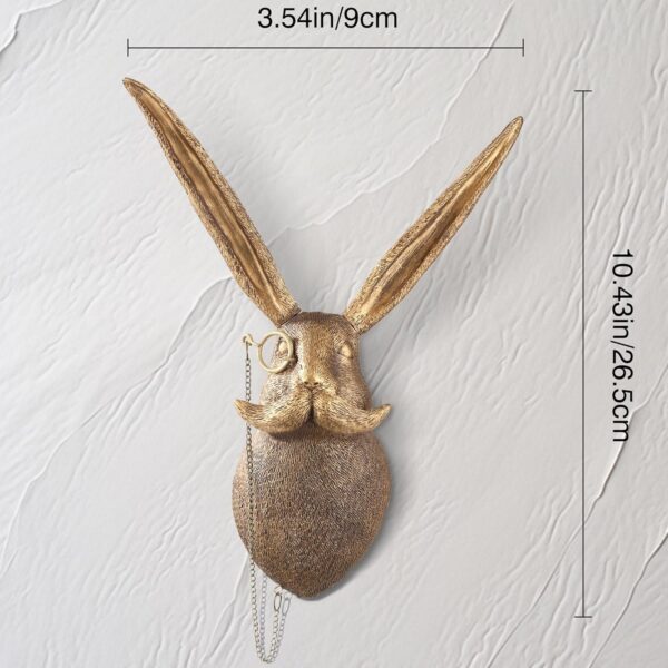 UITWMKTG Gold Animal Head Wall Decor Wall Sculpture Home Decor Statue for Living Room Office Bedroom Modern Decor for Men Women Rabbit - Image 3
