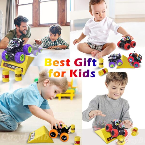 CozyBomB™ Monster Trucks Toys for Boys - Friction Powered 3-Pack Mini Push and Go Car Truck Playset Inertia Vehicle for Boys Girls Toddler Aged 3 4 5 Year Old Gifts for Kids Birthday Easter Christmas - Image 6