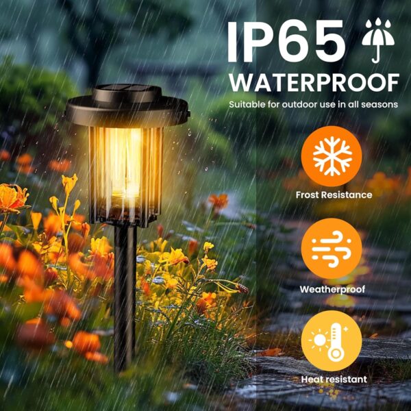 GIGALUMI Solar Pathway Lights, 8 Pack Garden Solar Outdoor Lights, IP65 Waterproof Landscape Lighting for Yard and Walkway, Solar Powered Garden Decor for Outside Patio Porch, Warm White - Image 6