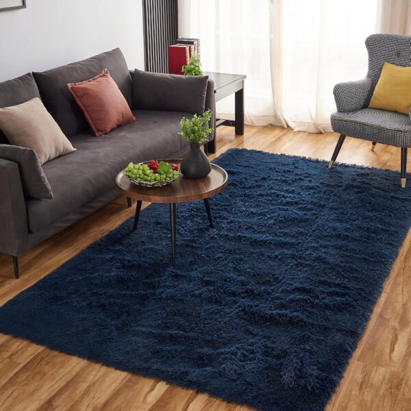 Arbosofe Rugs for Living Room, Area Rug for Bedroom, 5 x 7 Clearance Navy Blue Nursery Room Rug, Large Throw for Playroom Room- Soft, Fluffy, Shaggy Carpets for Kids Room Girls - Image 4