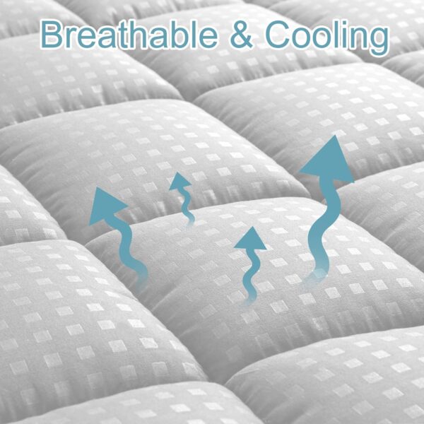 HYLEORY Queen Mattress Pad Quilted Fitted Mattress Protector Cooling Pillow Top Mattress Cover Breathable Fluffy Soft Mattress Topper with 8-21" Deep Pocket - Image 2