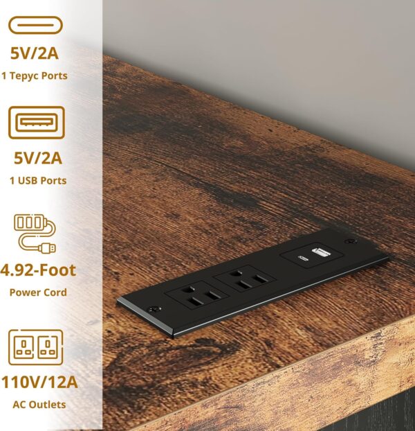 LIKIMIO 59" 6 Drawers Dresser for Bedroom, Power Strip, Farmhouse Large Wood Dressers & Chest of Drawers with Wide Storage Cabinet, Black - Image 5