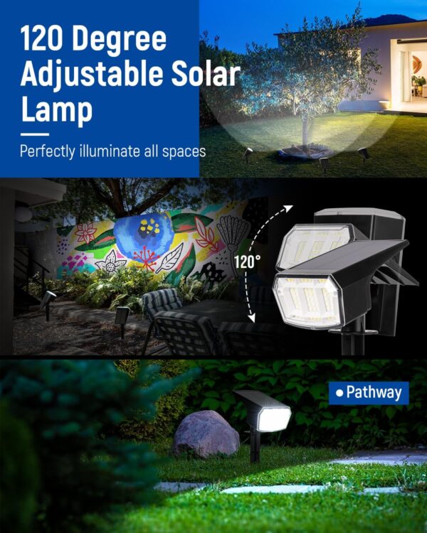 Solar Spot Lights Outdoor Waterproof 6 Pack IP65, 63 LED 3 Lighting Modes Spotlights for Yard Garden House Garage Pathway - Image 2