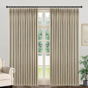 ZY Blinds Khaki Blackout Curtains for Bedroom, Pinch Pleat Curtain with Thermal Insulated Room Darkening Privacy Window Curtain Drapes for Bedroom, 25W x 54H inch, 2 Panels