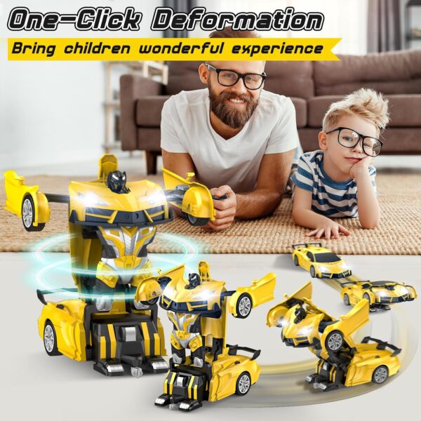 Remote Control Car, Transform Robot RC Cars with Cool Headlights, 2.4Ghz Kids Toys Car with 360 Degree Rotation and One-Button Deformation, Christmas Birthday Gifts for Boys Girls - Image 2