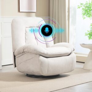 Power Recliner Chair, Swivel Massage Chair Recliner for Adults, Grey Rocker Lazy boy Recliner Chair, Modern Single Lounge Sofa with Side Pocket, USB Port for Living Room Bedroom
