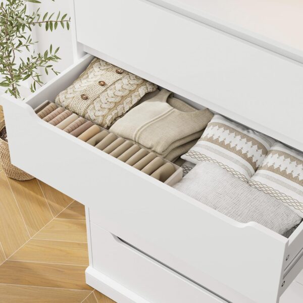 HOSTACK 43.3" Tall Modern 5 Drawer Dresser for Bedroom, Large Chest of Drawers with Storage, Wood Clothes Storage Organizer with Cut-Out Handle, Accent Storage Cabinet for Living Room, Ash Gray - Image 6
