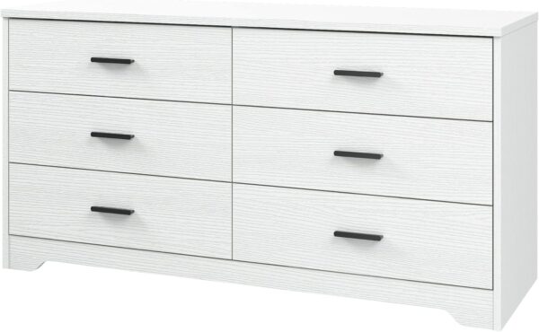 Panana Dresser for Bedroom with 5/6 Drawers, Wooden Chest of Drawers, Storage Organizer Unit Dressers for Bedroom, Living Room, Hallway, Nursery (White, 6 Drawer)