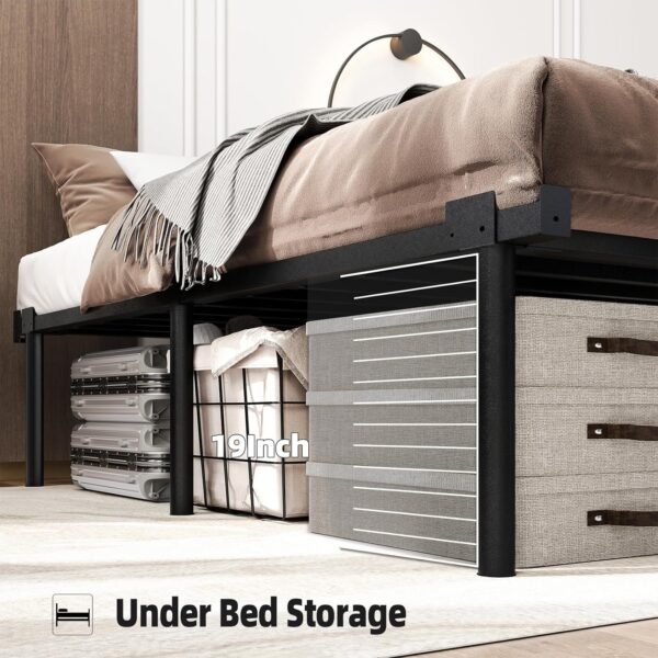 HAAGEEP 20 Inch Tall Platform Bed Frame Queen Size Metal Bedframe No Box Spring Needed Heavy Duty Mattress Frames High - Image 4