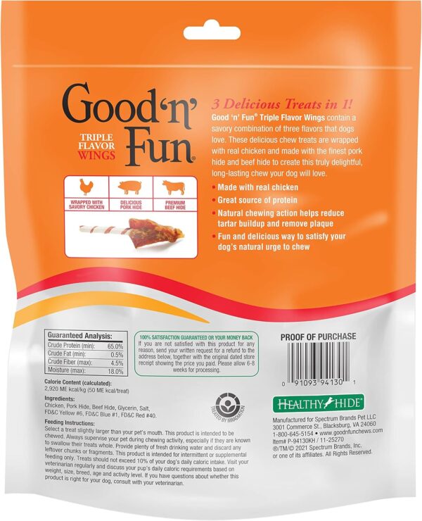 Good'N'Fun P-94130 Triple Flavor Wings Dog Chews, One Size - Image 4