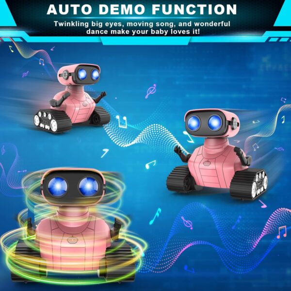 Hamourd Robot Toys for Girls, Rechargeable Remote Control Robots, Toy Robot with Auto-Demonstration, Flexible Head & Arms, Dance Moves, Music, and Shining LED Eyes, Girls Toys Age 6-8 2-7 - Image 3