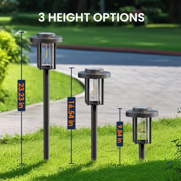 GIGALUMI Solar Pathway Lights, 8 Pack Garden Solar Outdoor Lights, IP65 Waterproof Landscape Lighting for Yard and Walkway, Solar Powered Garden Decor for Outside Patio Porch, Warm White - Image 3