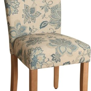 HomePop Parsons Classic Upholstered Accent Dining Chair, Set of 2, Blue Jacobean